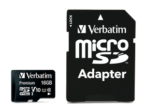 Verbatim Micro SDHC Card 16GB, Class 10, incl. adapter