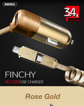 Load image into Gallery viewer, Remax Car Charger Finchy RCC103, Gold
